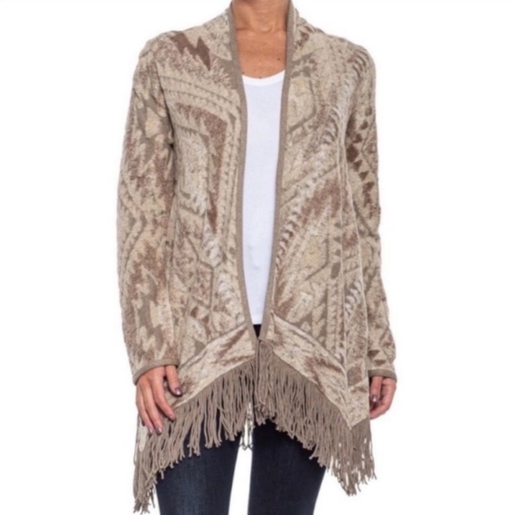 Lucky Brand▪️Aztec Western Fringe Cardigan - Picture 1 of 6